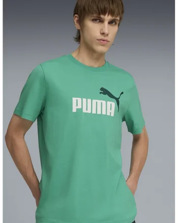 Tricou cu decolteu la baza gatului si imprimeu logo Essentials 2, Alb/Verde irlandez