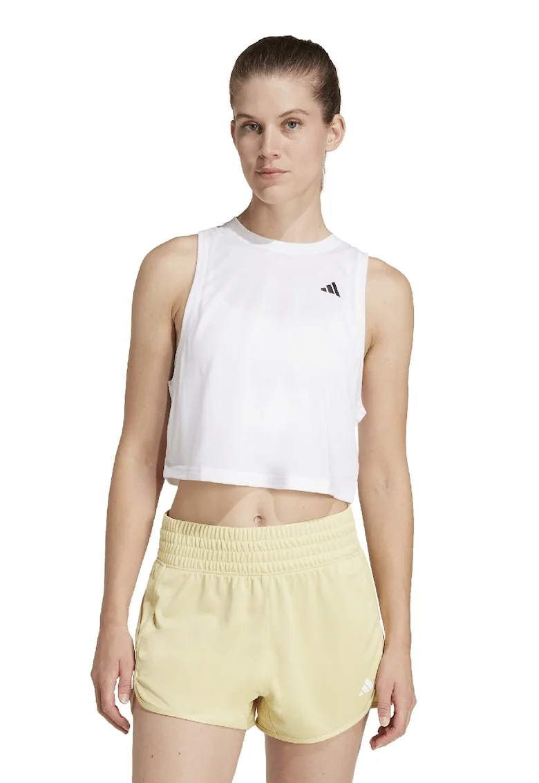 Top crop cu croiala lejera, pentru fitness, Alb