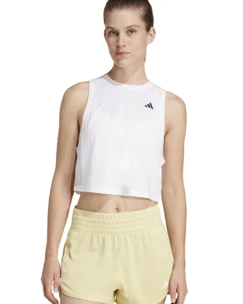 Top crop cu croiala lejera, pentru fitness, Alb