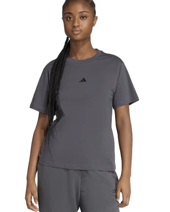 Tricou cu decolteu lrotund si logo discret, Negru/Gri