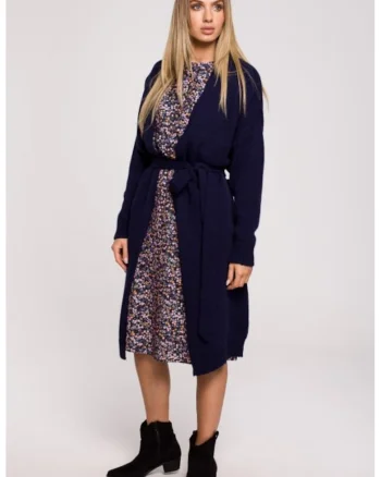 Cardigan cu cordon,, Bleumarin