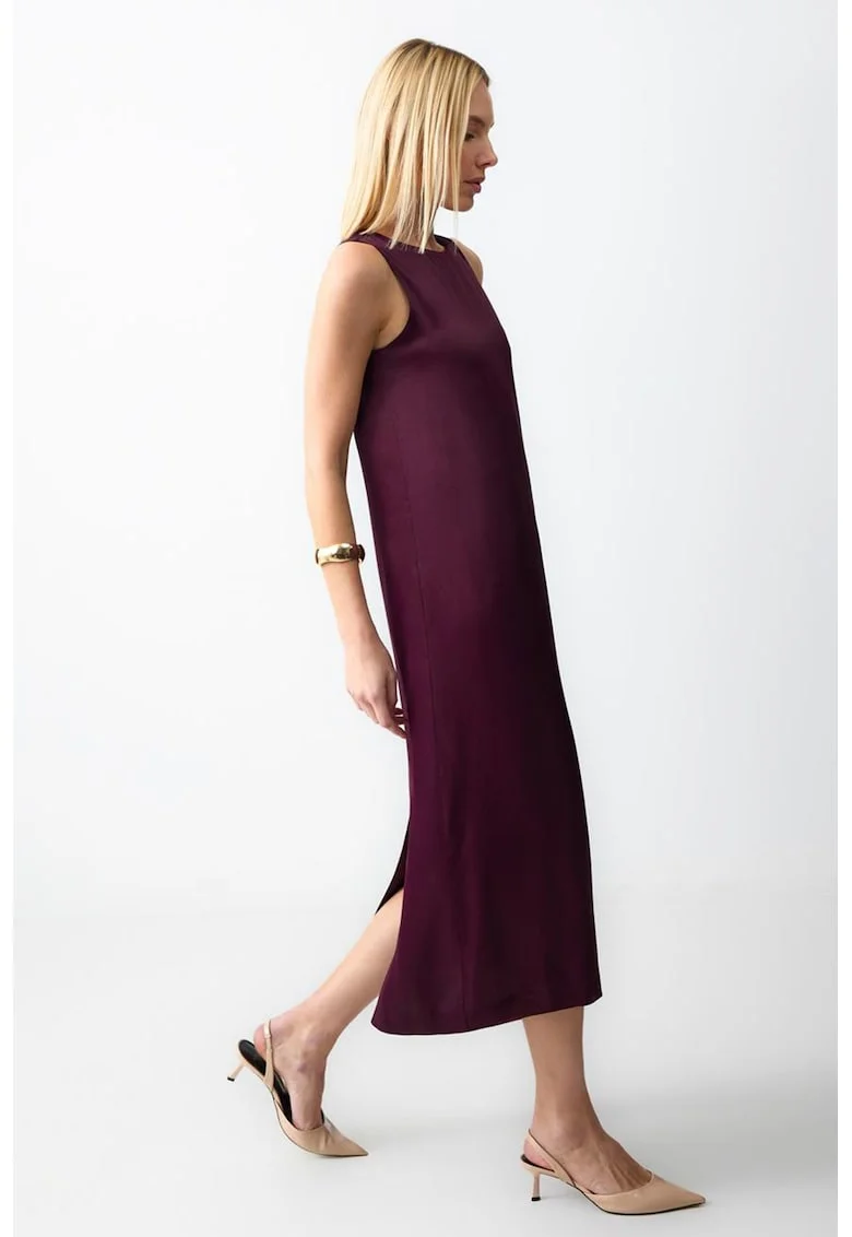 Rochie midi cu slit pe spate, Albastru lavanda