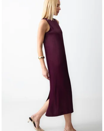 Rochie midi cu slit pe spate, Albastru lavanda