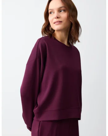 Bluza de trening din amestec de modal cu maneci cazute, Albastru lavanda