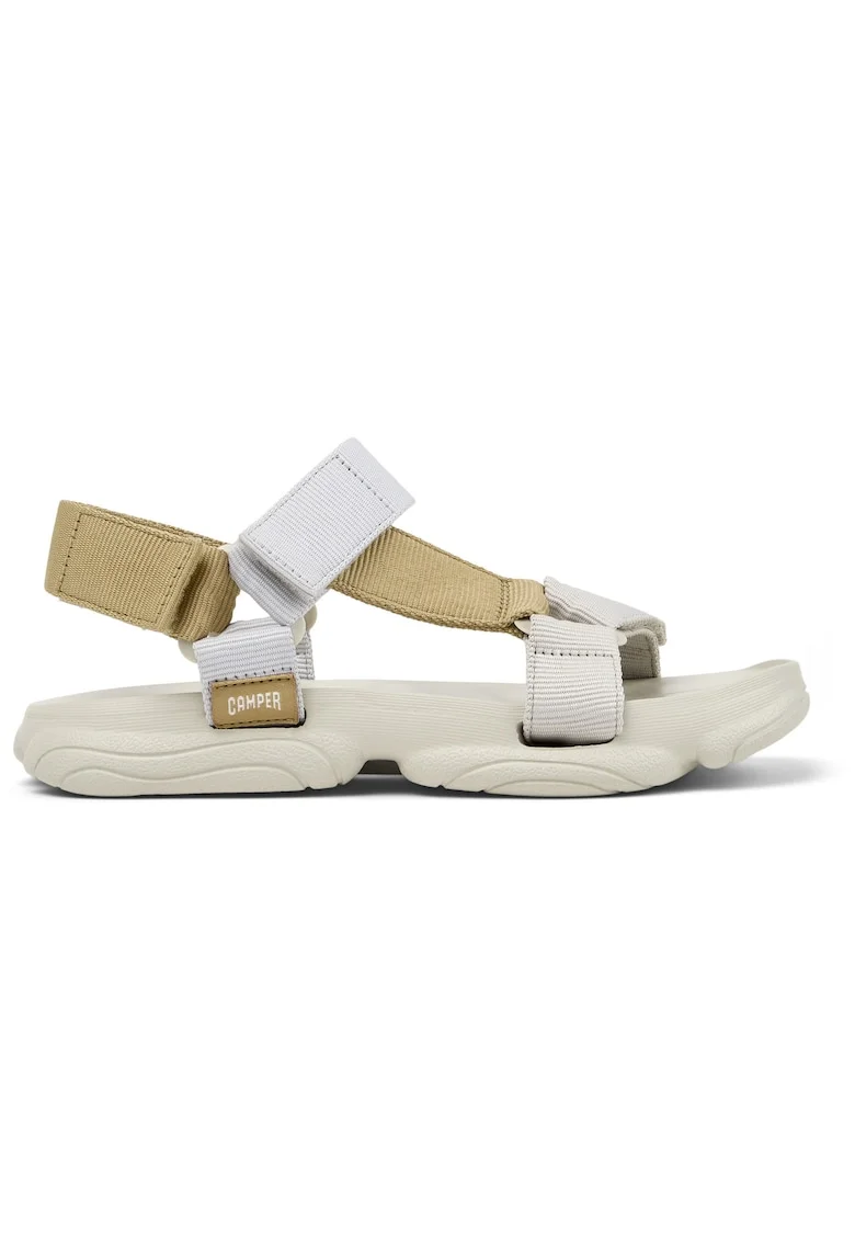 Sandale colorblock cu velcro Karst, Maro deschis/Alb murdar