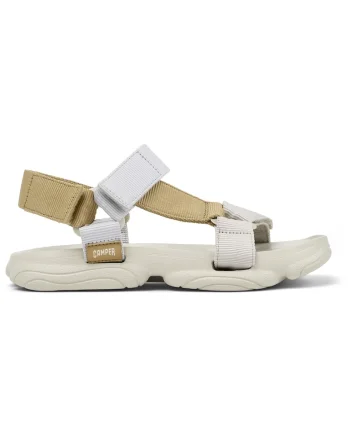 Sandale colorblock cu velcro Karst, Maro deschis/Alb murdar