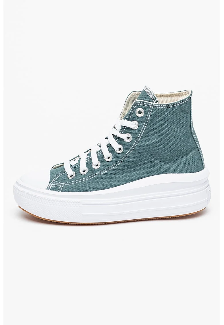 Pantofi sport flatform cu garnituri de piele intoarsa Chuck Taylor All Star, Verde pal