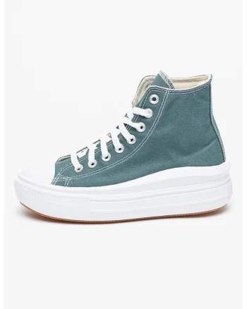 Pantofi sport flatform cu garnituri de piele intoarsa Chuck Taylor All Star, Verde pal