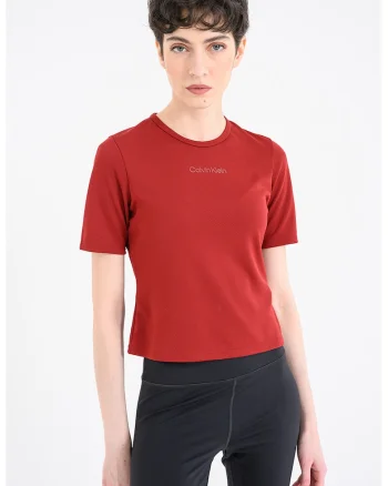 Tricou crop pentru fitness, Caramiziu