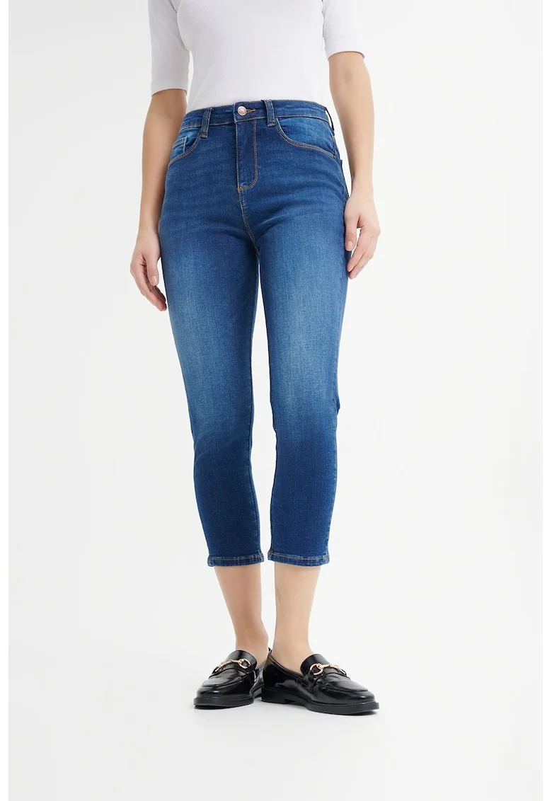 Blugi skinny 3/4, Albastru petrol