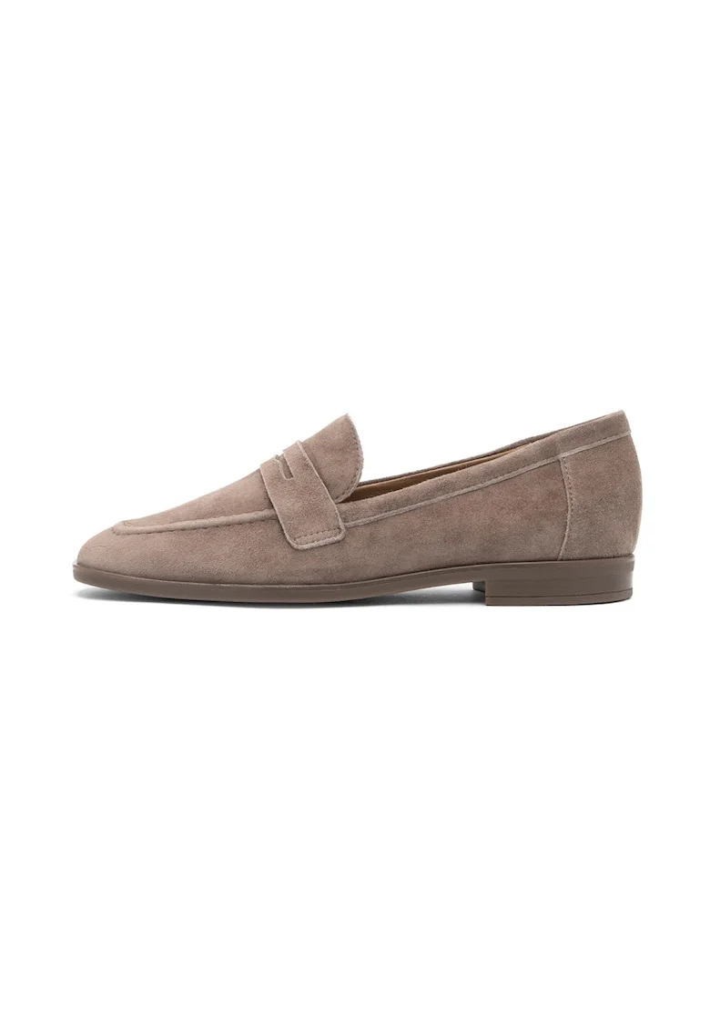 Pantofi loafer uni de piele intoarsa, Maro deschis