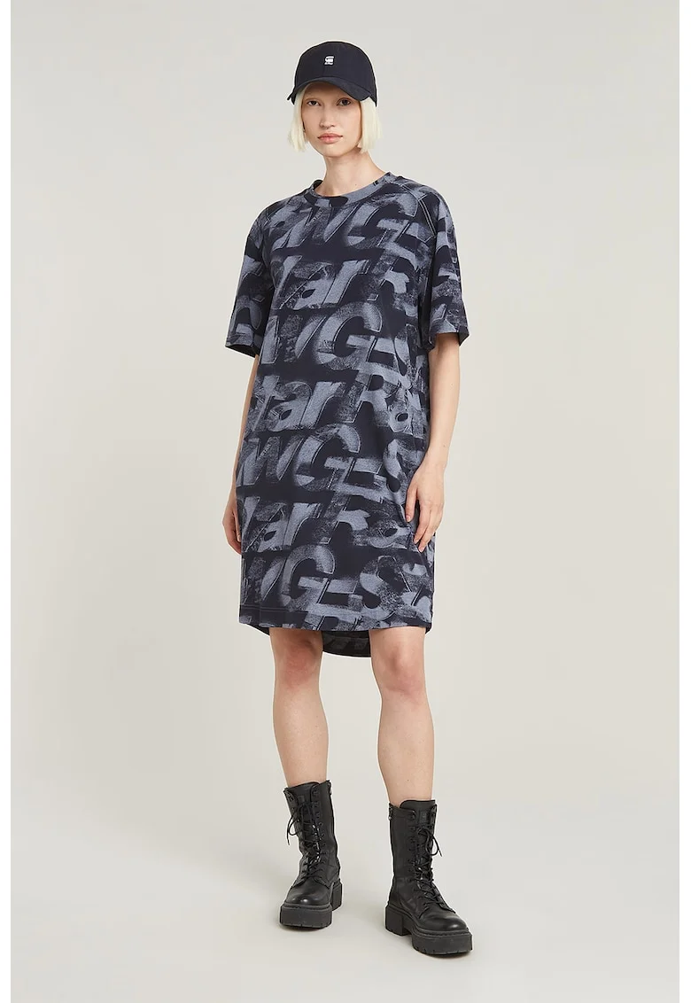 Rochie-tricou cu croiala lejera, Albastru petrol