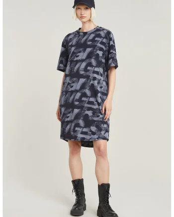 Rochie-tricou cu croiala lejera, Albastru petrol