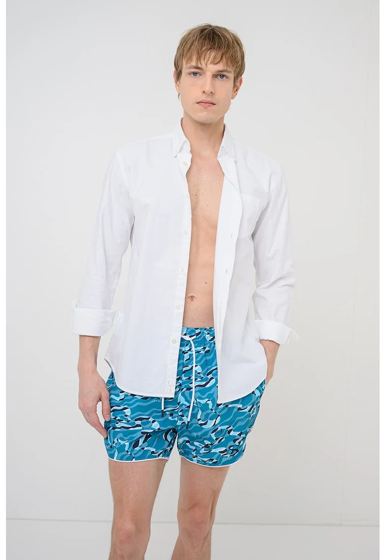 Pantaloni scurti de baie cu buzunare Rik, Albastru deschis/Bleumarin