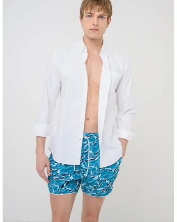 Pantaloni scurti de baie cu buzunare Rik, Albastru deschis/Bleumarin