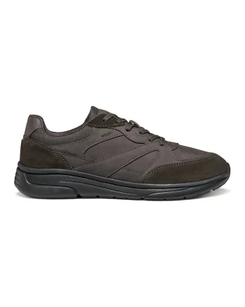 Pantofi sport cu insertii de piele intoarsa, Maro inchis/Verde inchis
