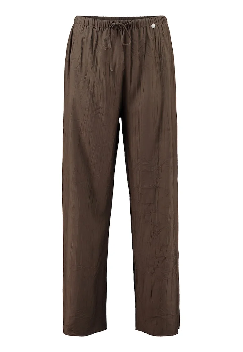 Pantaloni relaxed-fit cu talie ajustabila, Maro inchis