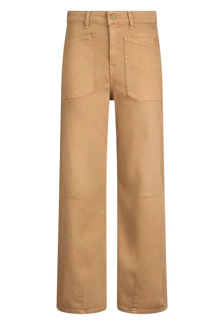 Blugi crop cu talie inalta, Maro camel