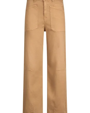 Blugi crop cu talie inalta, Maro camel
