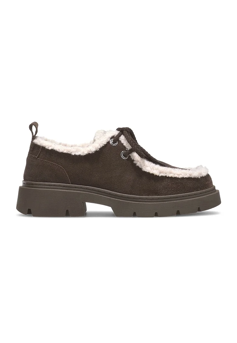 Pantofi loafer cu captuseala de lana, Maro inchis