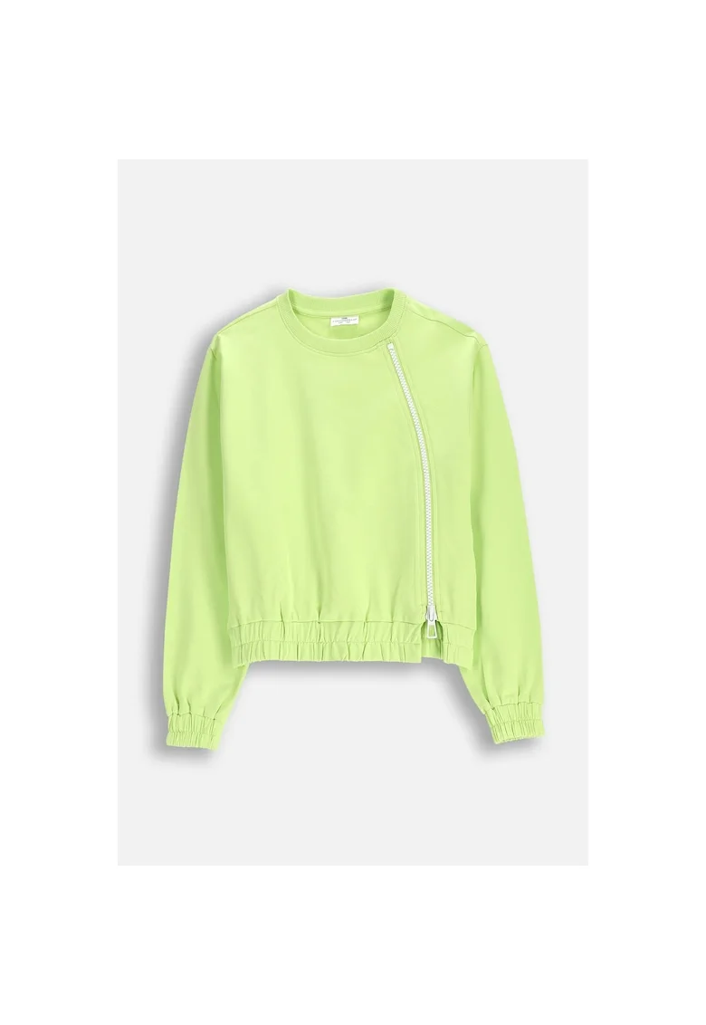Hanorac copii,  Bumbac, Cu fermoar decorativ, Verde