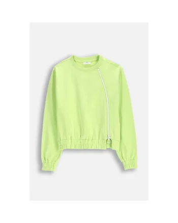 Hanorac copii,  Bumbac, Cu fermoar decorativ, Verde