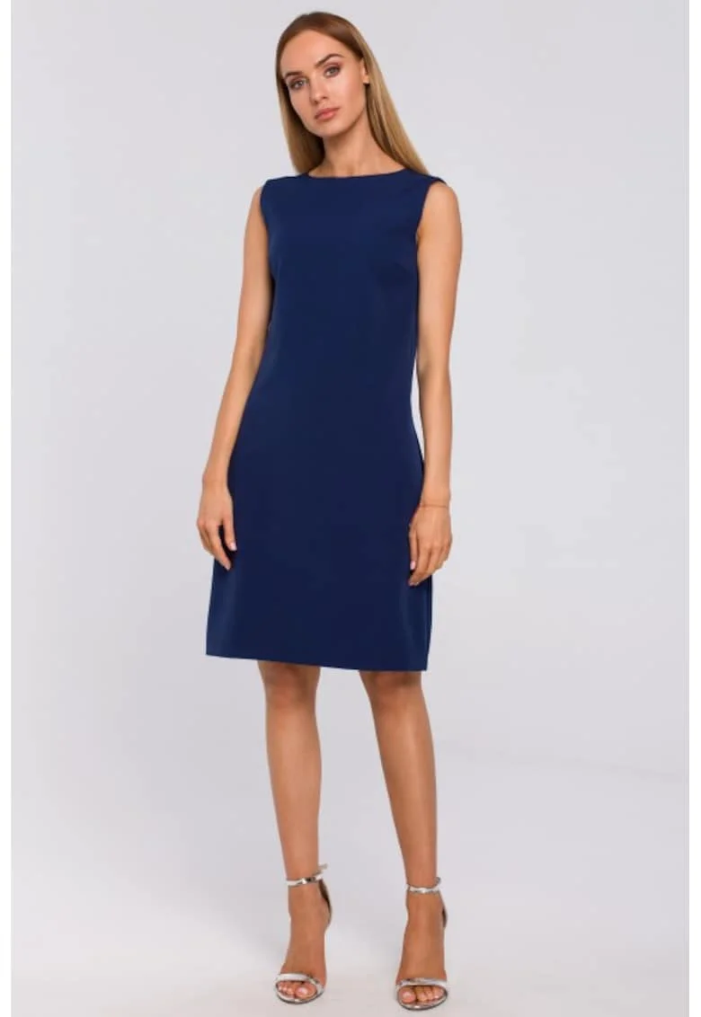 Rochie cu decolteu adanc in V, pe spate,, Bleumarin
