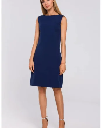 Rochie cu decolteu adanc in V, pe spate,, Bleumarin