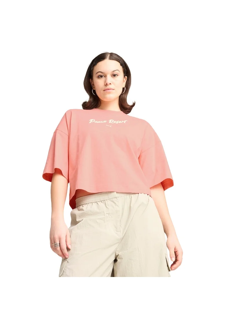 Tricou grafic  Premium Ess supradimensionat, Roz