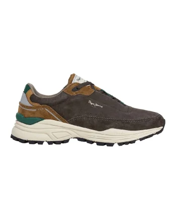 Pantofi sport din piele intoarsa cu varf rotund, Maro inchis/Caramel