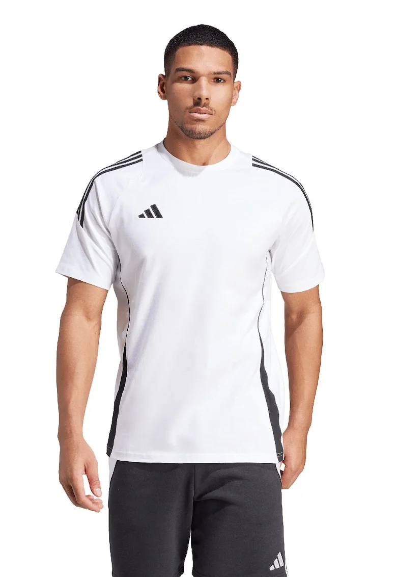 Tricou din bumbac pentru fotbal Tiro24, Negru/Alb optic