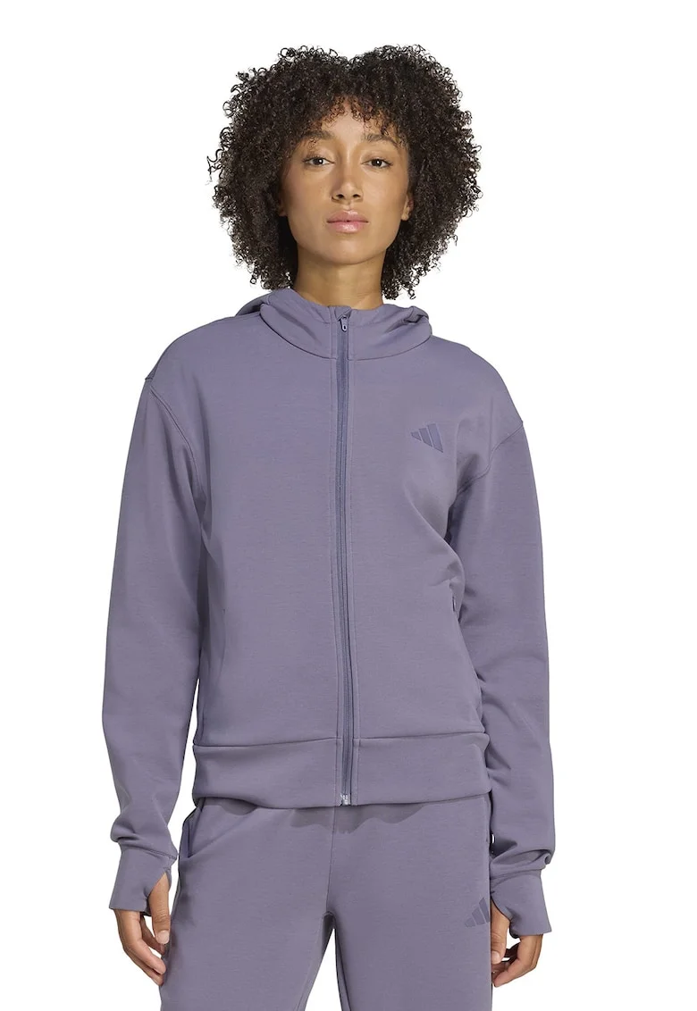Bluza cu fermoar si buzunare laterale pentru antrenament, Mov inchis
