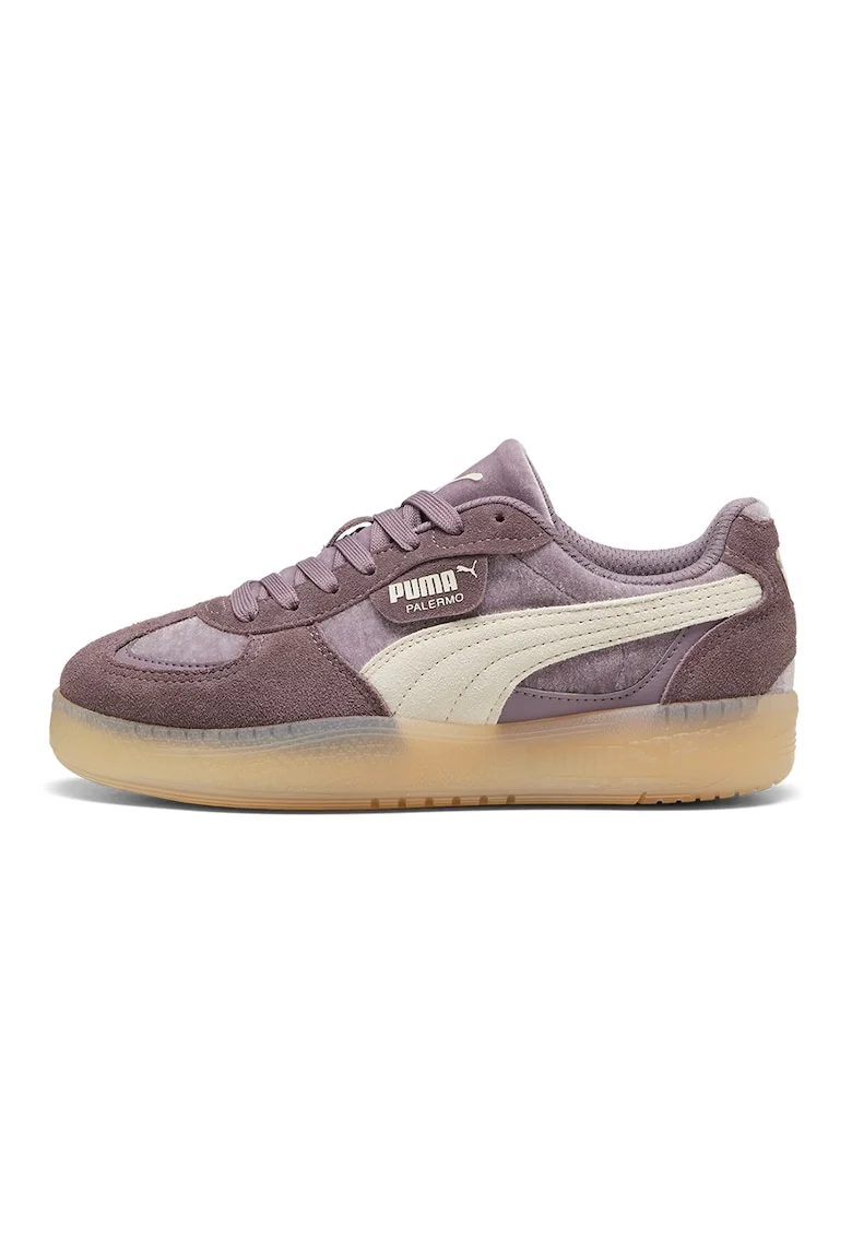Pantofi sport din material textil cu logo Palermo Moda Velvet Dream, Alb fildes/Lila pal/Violet prafuit