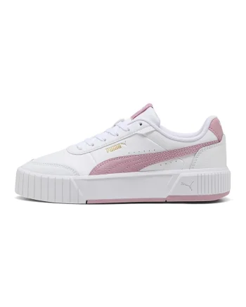 Pantofi sport Carina Mia flatform din piele si piele ecologica, Alb/Roz bombon