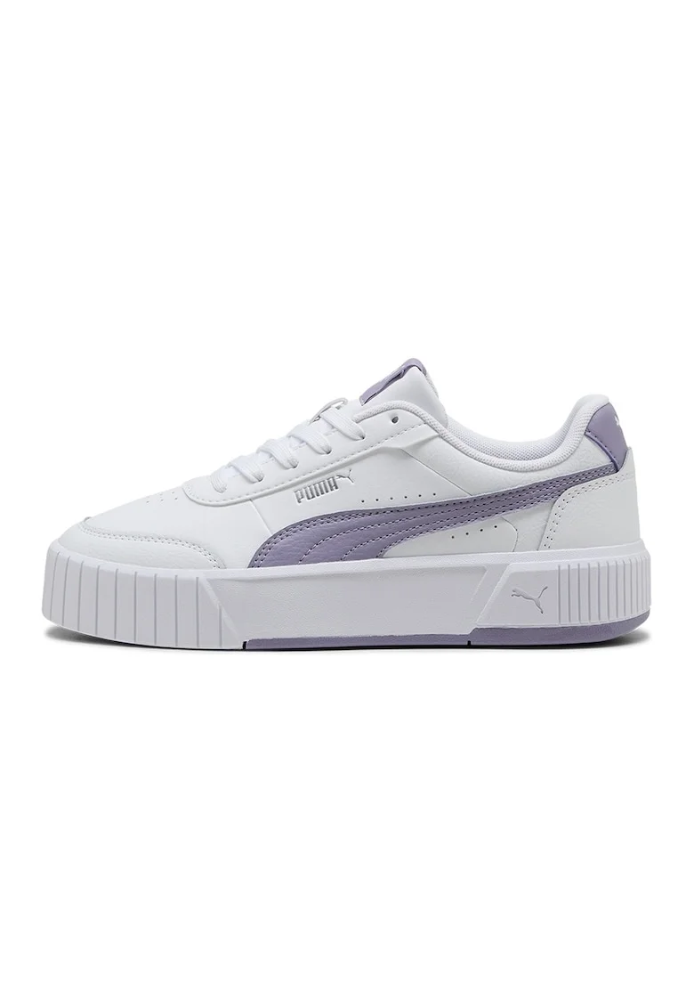 Pantofi sport Carina Mia flatform din piele si piele ecologica, Alb/Violet deschis