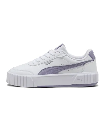 Pantofi sport Carina Mia flatform din piele si piele ecologica, Alb/Violet deschis