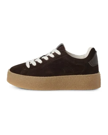 Pantofi sport flatform din piele, Maro inchis/Caramel