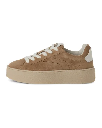 Pantofi sport flatform din piele, Maro inchis/Bej deschis