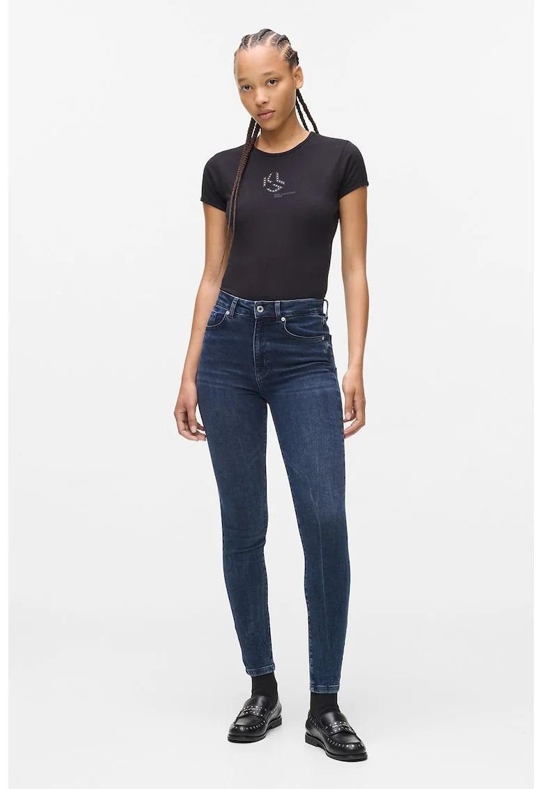 Blugi slim-fit din bumbac organic, Albastru petrol