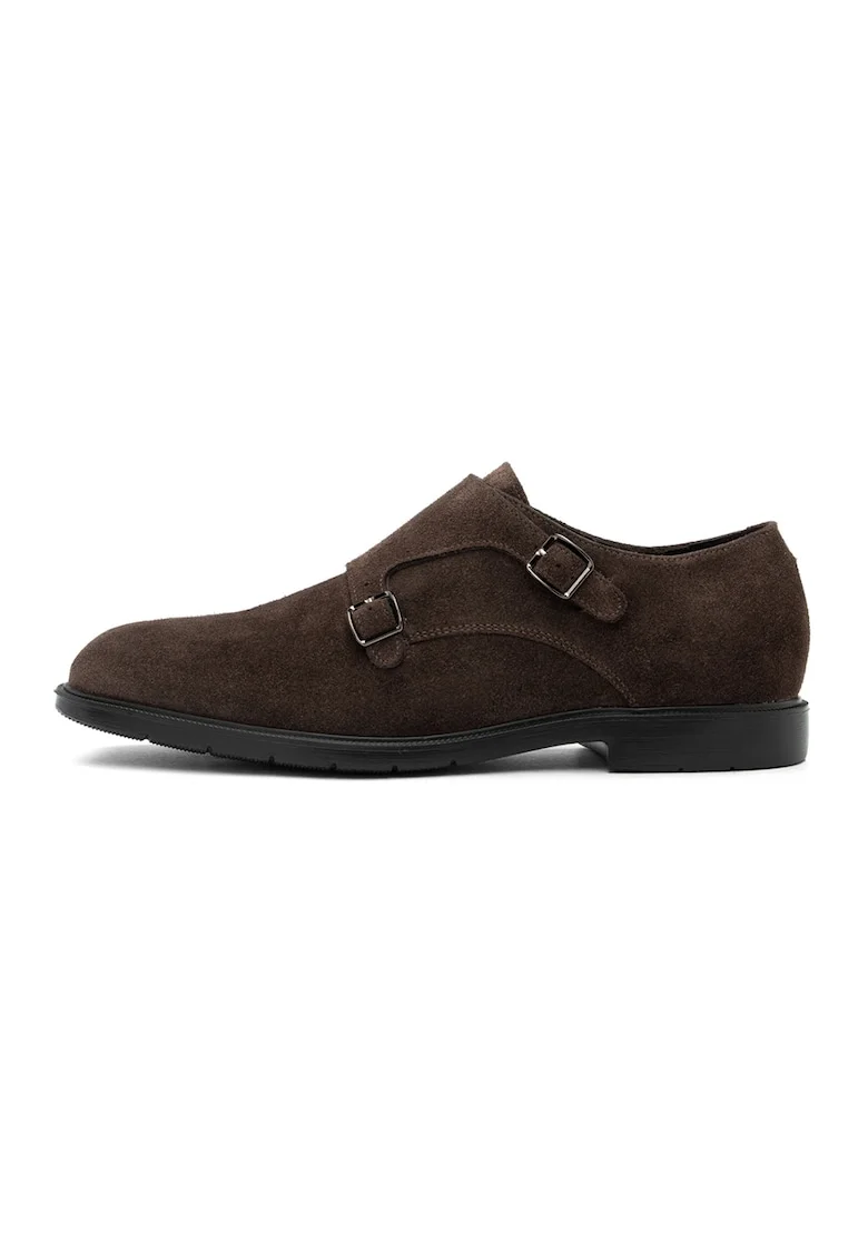 Pantofi din piele cu catarama Jess, Maro inchis