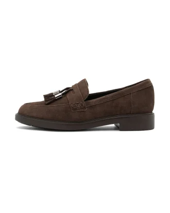 Pantofi loafer uni de piele intoarsa, Maro inchis