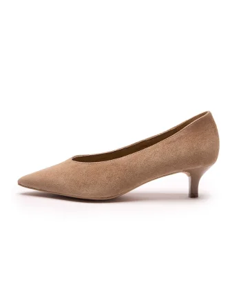 Pantofi din piele cu toc si varf ascutit Sarah, Maro deschis