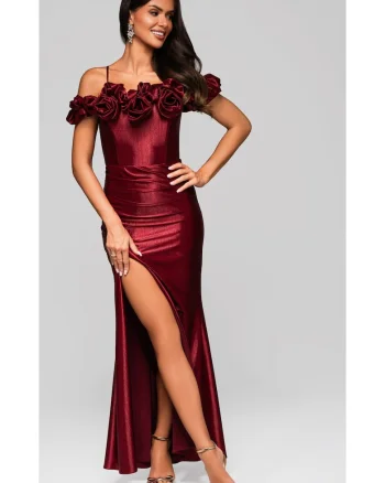 Rochie de seara Maxi  LA-OM-DLR213, Visiniu