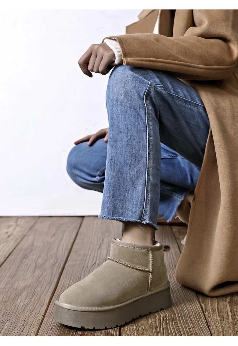 Ghete maro taupe din piele naturala JB1924 118 13687, Kaki