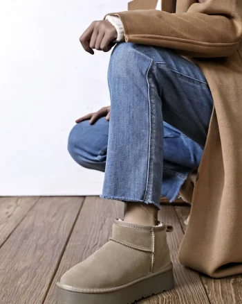 Ghete maro taupe din piele naturala JB1924 118 13687, Kaki