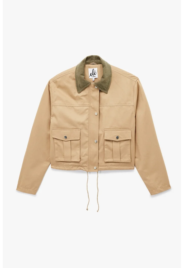Jacheta regular-fit cu guler clasic, Maro camel