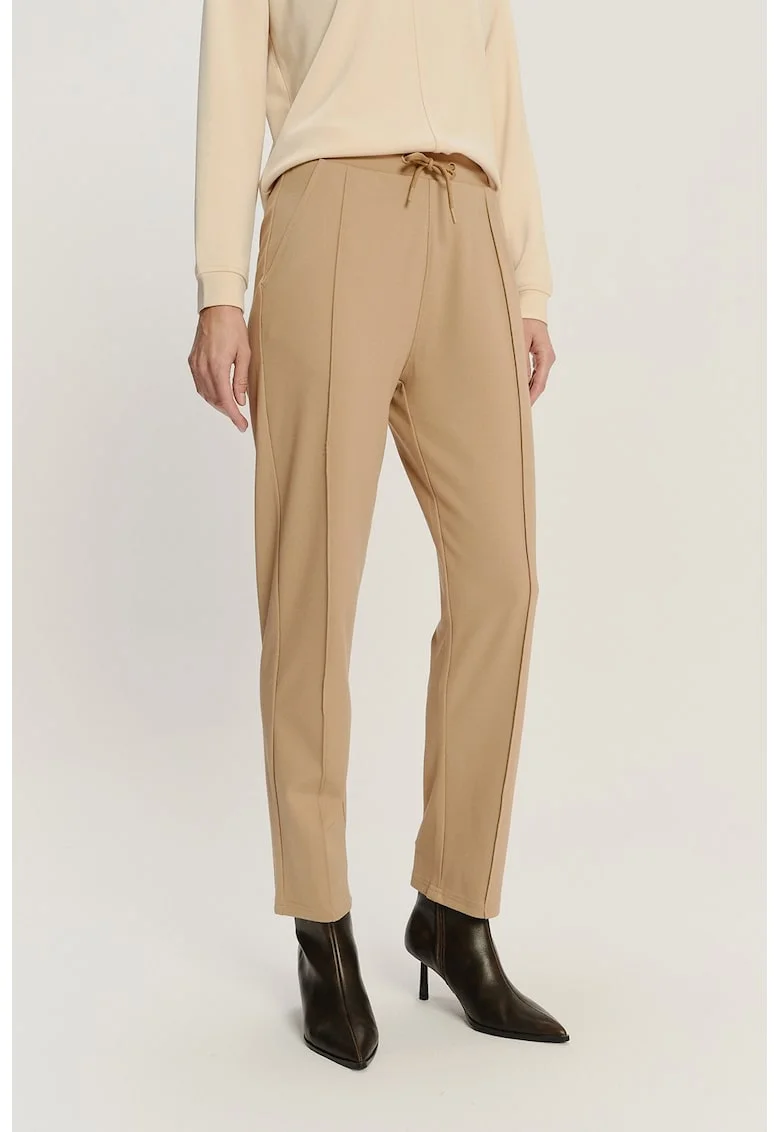 Pantaloni din amestec de modal cu talie ajustabila, Maro camel