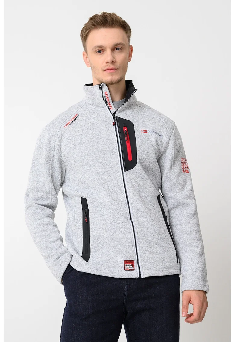 Bluza de trening cu fermoar Trampoline, Alb