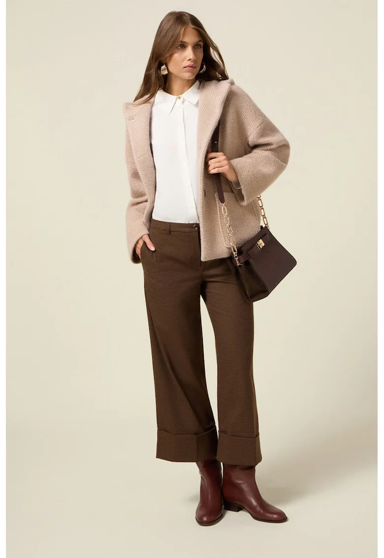 Pantaloni eleganti cu croiala ampla, Maro inchis