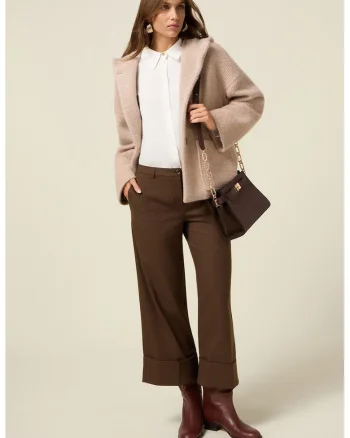 Pantaloni eleganti cu croiala ampla, Maro inchis